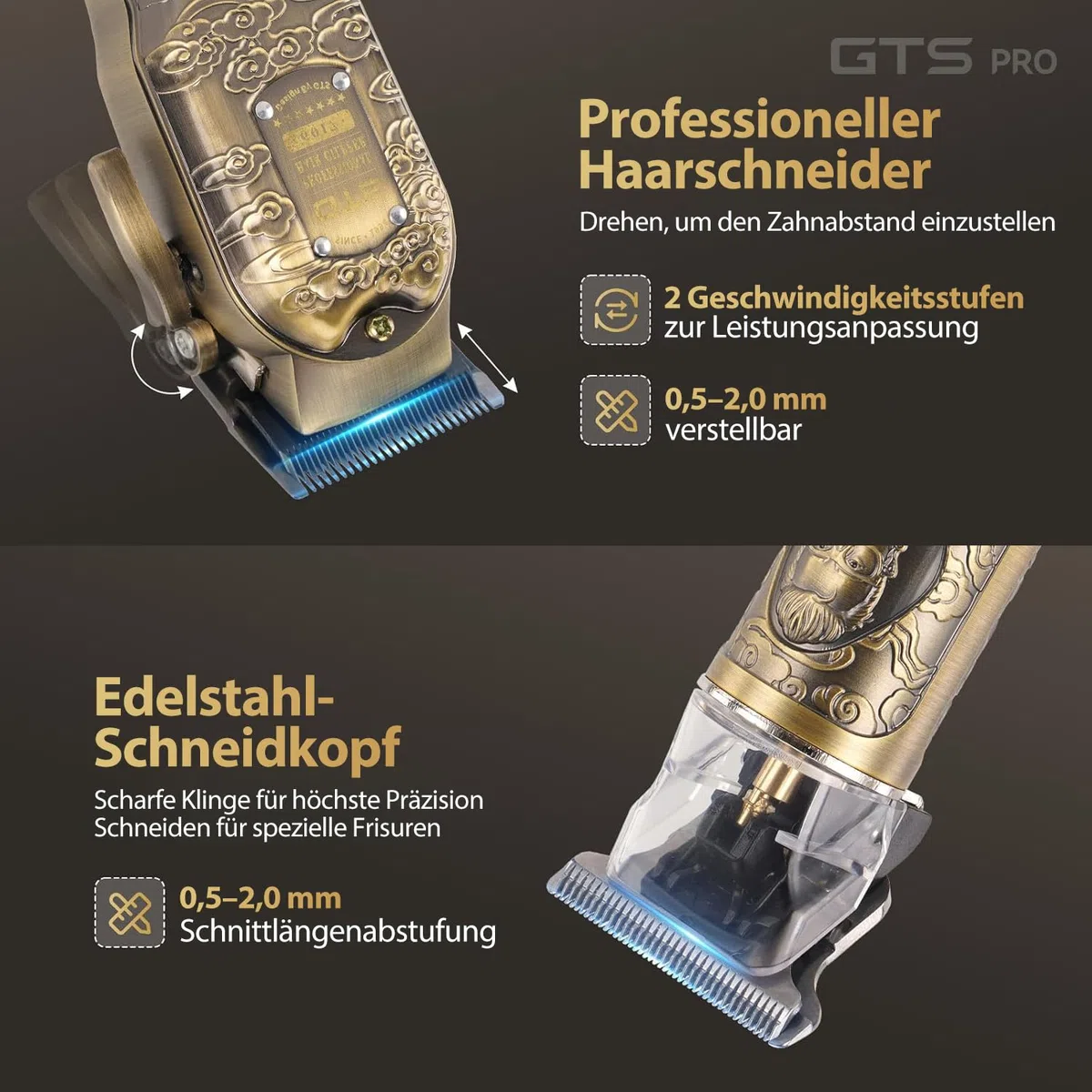 Haarschneidemaschine & Barttrimmer für Männer Profi-Haarschneider (Bronze)