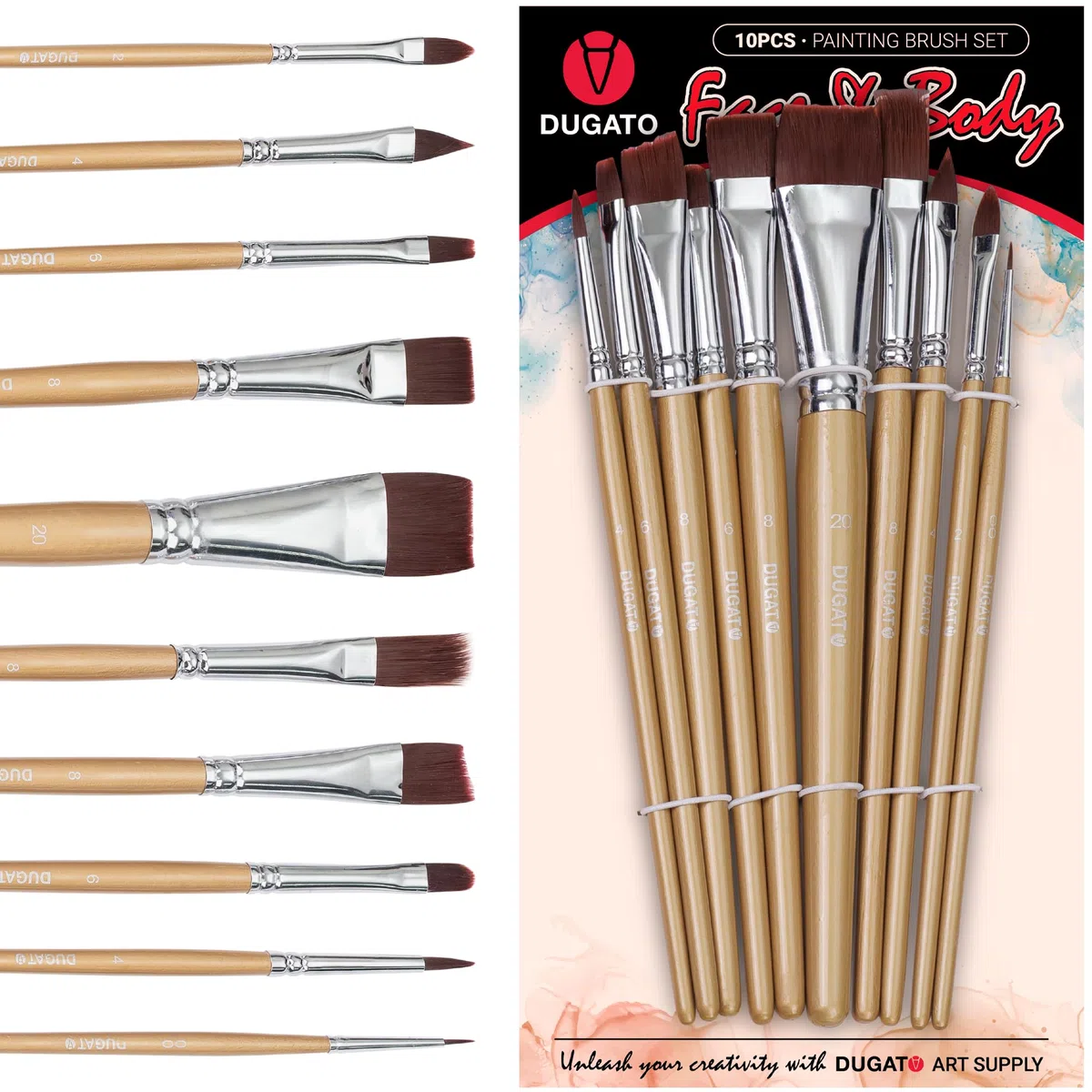 10-teiliges Pinsel-Set für Gesicht und Körper – Professionelle Make-up-Pinsel mit weichen synthetischen Borsten für die Haut, ergonomischer Holzgriff für Anfänger und Künstler, ideal für
