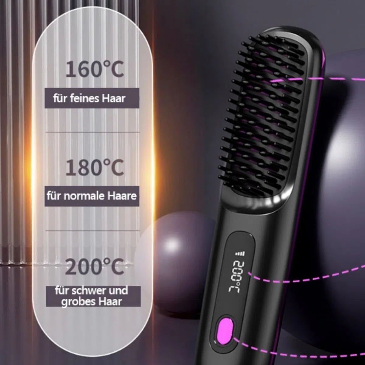 clinora 2.0 Die ERSTE intelligente SylingBürste für kurzes Haar，Tragbar, Neu aufgerüsteter Akku mit hoher Kapazität,Beschädigt das Haar nicht,ideal für Reisen，Für alle Haartypen geeignet