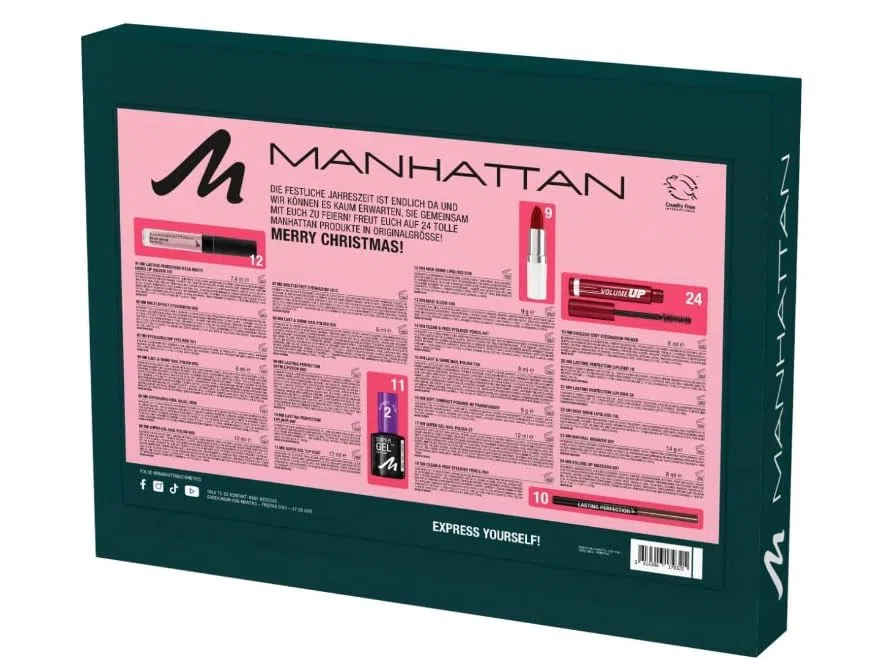 Manhattan Adventskalender 2024 Beauty und Make-up für Frauen, Kosmetik Adventskalender, 24 Geschenke, Wert 150€, Pflege Weihnachtskalender, 24 Türchen mit Beauty-Überraschungen