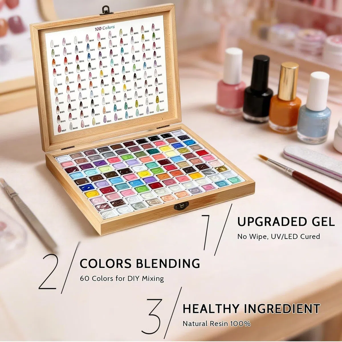Patting Gel,100 Farben mit hoher Pigmentierung und Farbverlauf, 2 ml - Gel Nagel Palette - Für Anfänger, French Manicure, Studio, Salon, Zuhause, Date, Reisen, Hochzeit, Urlaub