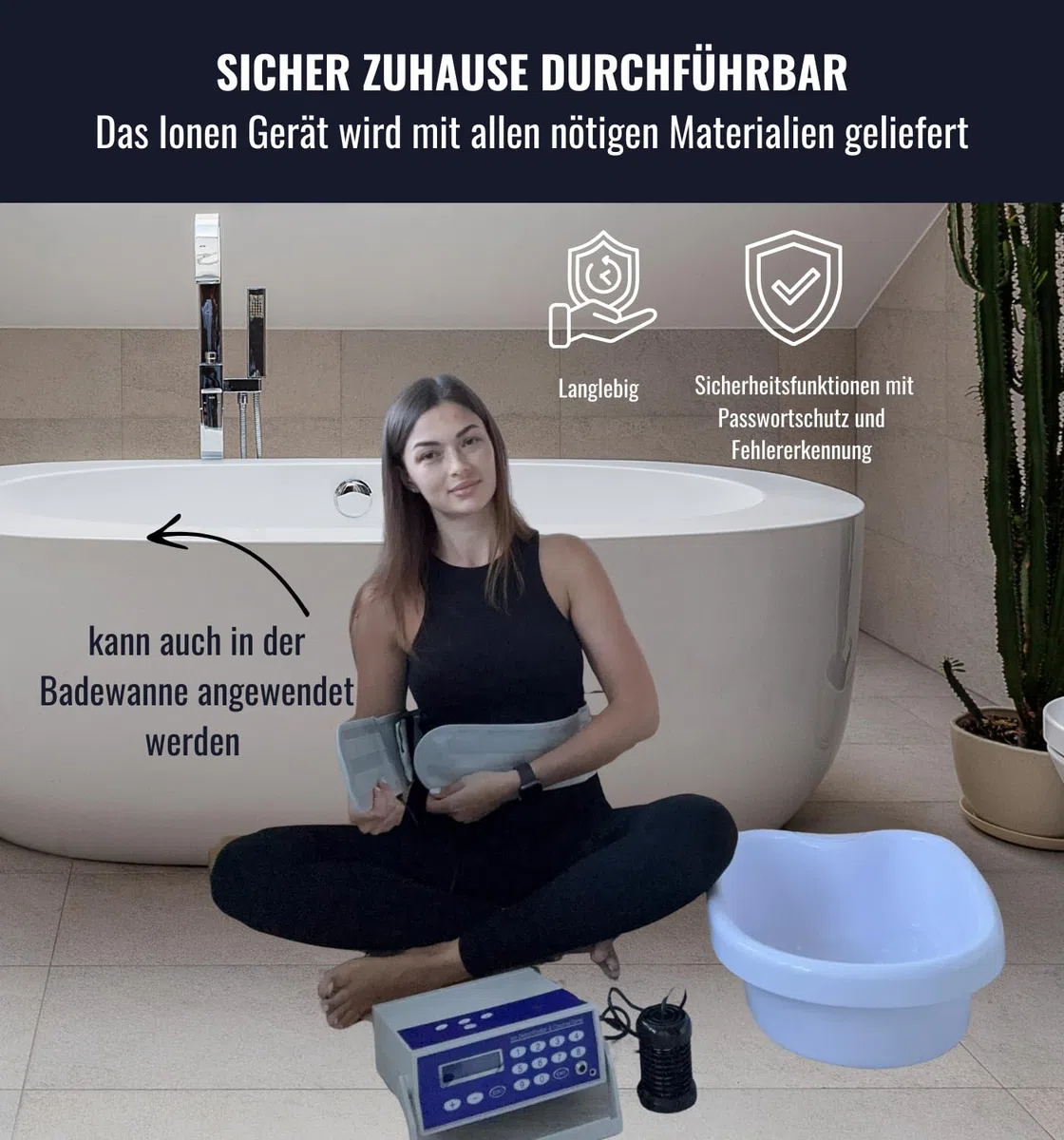Ionen Fußbad DELUXE Set im Alu-Koffer – Ion Cleanser Elektrolysegerät mit LCD-Display, 3 Ion-Arrays, Infrarot-Hüftgurt, Fußwanne & Aktivierungssalz | Hydro-galvanisches Detox-Set | CHI-ENTERPRISE