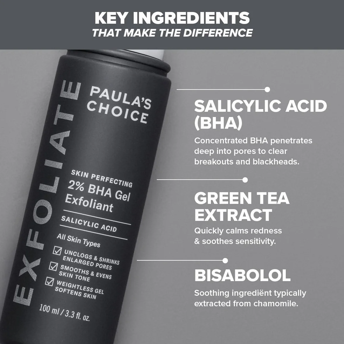 Paula's Choice SKIN PERFECTING 2% BHA Gel Peeling - Leave-on Gesicht Exfoliator mit Salicylsäure - Reduziert die Mitesser, Bekämpft Unreine Haut, Pickel & Fältchen - Mischhaut - 100 ml