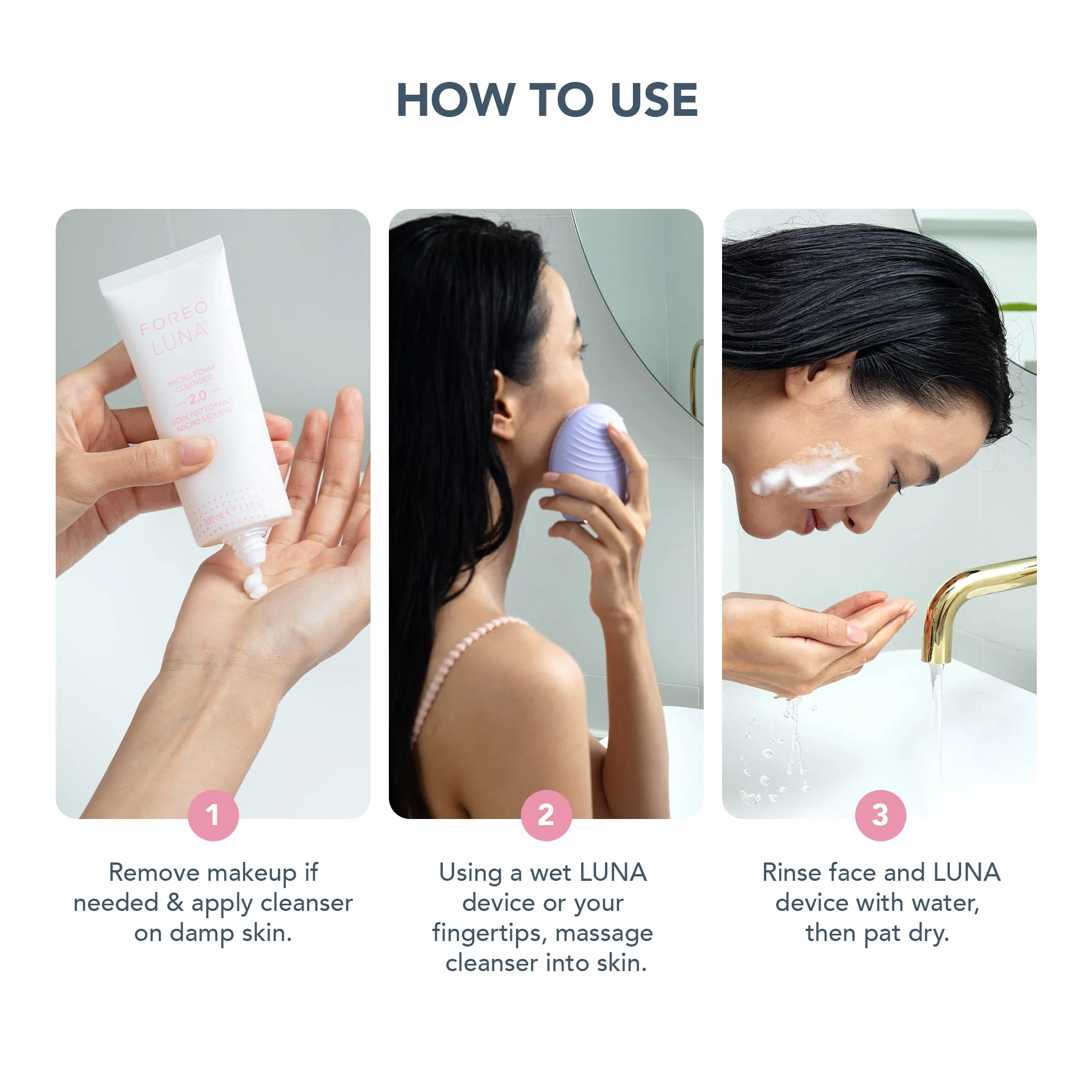 FOREO LUNA Micro-Foam Cleanser 2.0 – Gesichtsreinigung – Vitamin E - Aminosäuren - Mitesserentferner - Porenreiniger - Make Up Entferner – Reinigungsschaum Gesicht – Vegan – Gesichtspflege – 100 ml