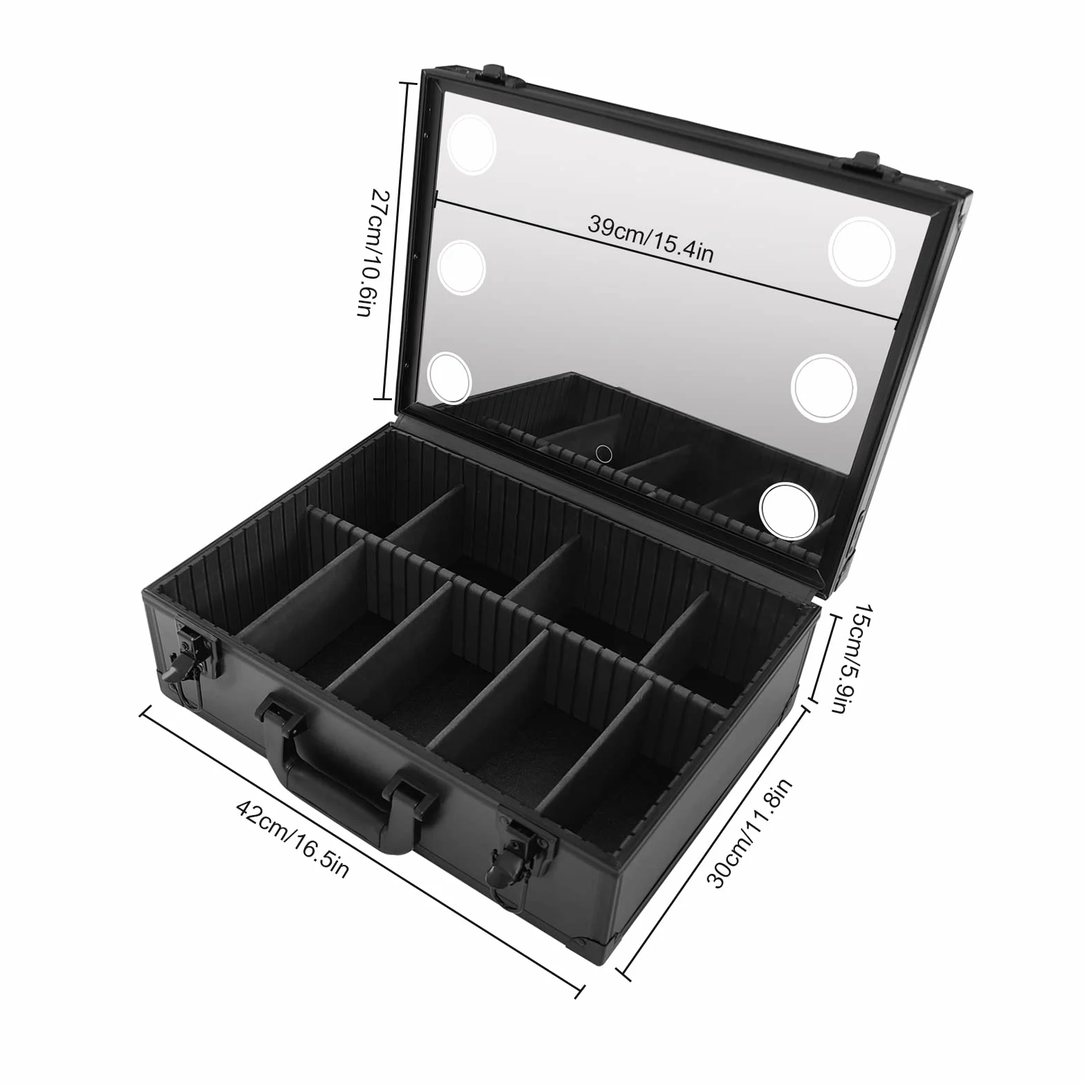 Makeup Train Case - Cosmetic Organizer Box Makeup Case mit Lichtern und Spiegel/Makeup Case mit Customized Dividers/Large Makeup Artist Organizer Kit