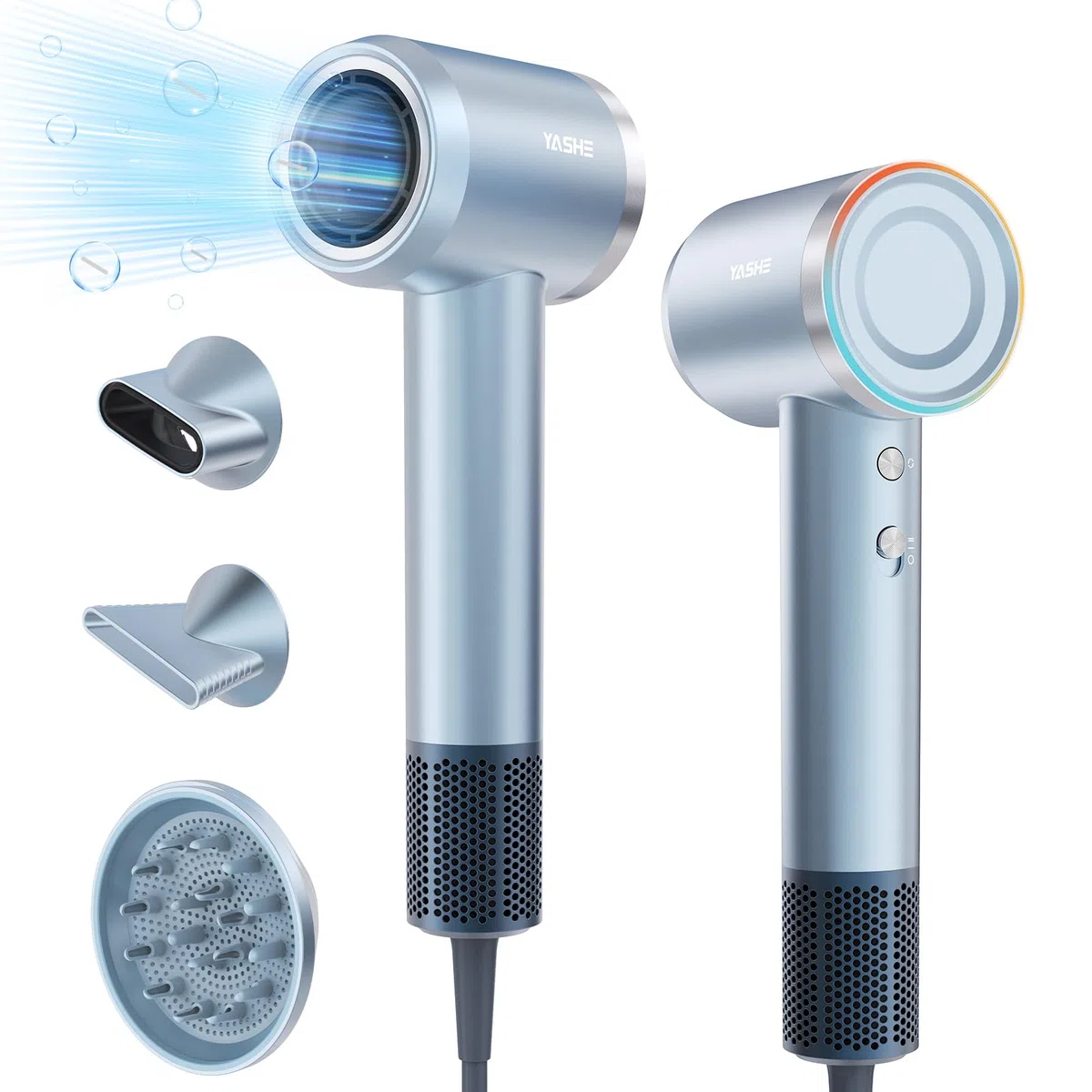 YASHE Ionen Haartrockner, 110.000 U/min Hochgeschwindigkeits-Bürstenloser Motor, Leises Schnelles Trocknen 22m/s, 1600W Föhn mit Diffusor, für Salon Zuhause Reisen