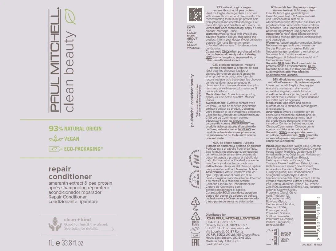 Paul Mitchell Clean Beauty Repair Conditioner – Haar-Spülung mit Amarant-Extrakt, Pflege und Reparatur für geschädigtes und brüchiges Haar – 1000 ml