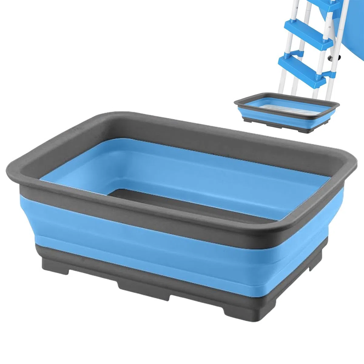PoolFußbad, PoolFußwanne, Faltbare Fußbecken, Rutschfestes FußReinigungsbecken, Fußwanne für Poolleiter, Poolzubehör für Schwimmbecken/Whirlpools/Aufstellpools, PoolSauber Halten
