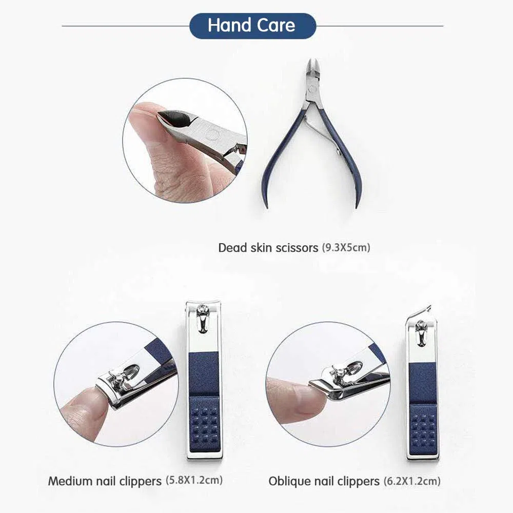 Professionelles Nagelknipser-Set, scharfer Nagelschneider aus Edelstahl, Pediküre- und Maniküre-Set mit Cortex-Metallgehäuse für Unisex-Blau_4-teiliges Set (Blau 4)