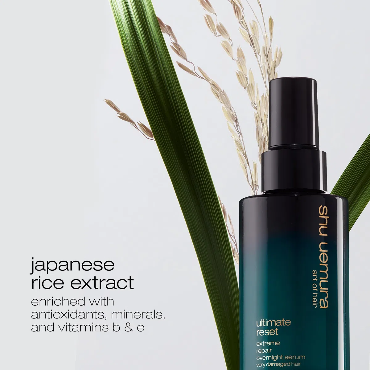 Shu Uemura, Ultimate Reset, Nachtserum, Für sehr strapaziertes Haar, Mit Hyogo-Reis und Peptiden, Reparierende und pflegende Wirkung für mehr Glanz, 90ml