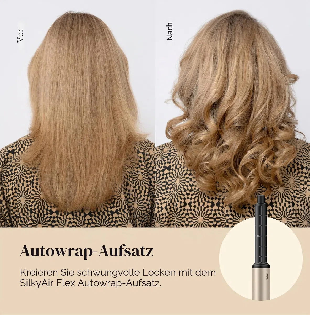 Silk'n Air Styler & Haartrockner I SilkyAir Flex I 5-in-1 Auto-Wrap-Lockenaufsatz, Paddle-Bürste, Ovalbürste, Konzentrator, Diffusor, Aufbewahrungskoffer, Keine Hitzeschäden I 1300 W, Schwarz