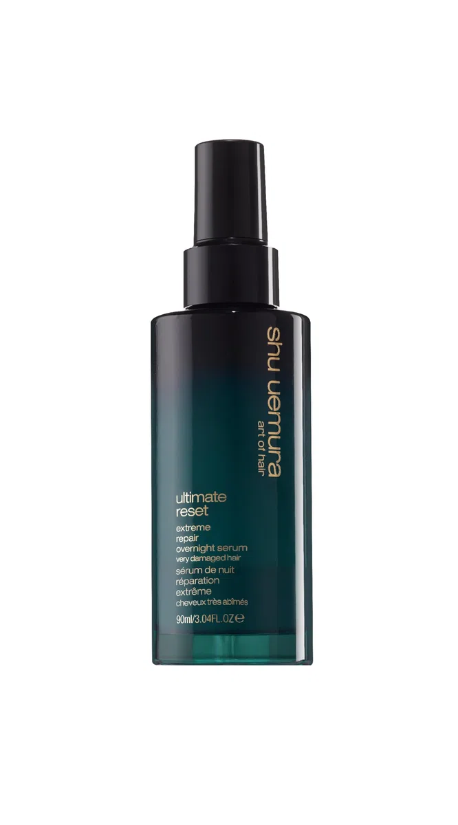 Shu Uemura, Ultimate Reset, Nachtserum, Für sehr strapaziertes Haar, Mit Hyogo-Reis und Peptiden, Reparierende und pflegende Wirkung für mehr Glanz, 90ml