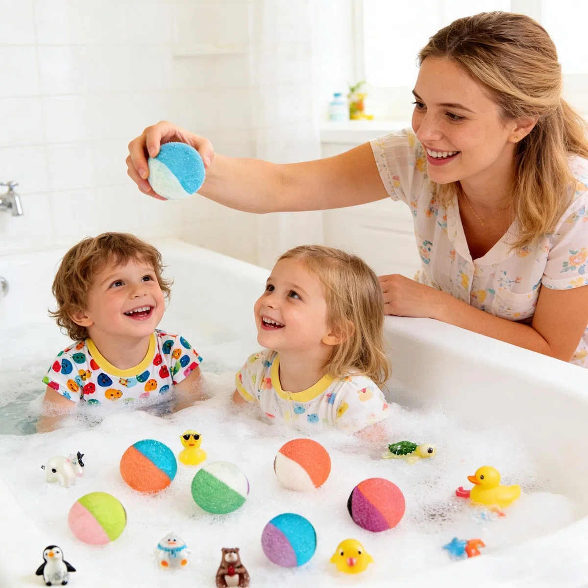Bade-für Erwachsene | Natürlicher Reiniger mit Spielzeug | 24 Stück Tiermotiv badkugeln - Für Frauen, Mütter, Männer, Großmütter, Mädchen, Jugendliche, trockene Haut, Zuhause, Reisen