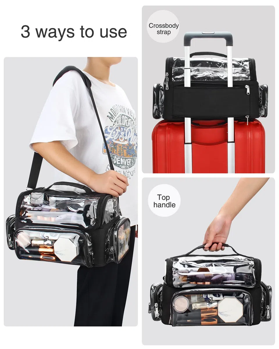Relavel Makeup Pinseltasche – Professioneller, Extra Großer Pinselhalter für Makeup-Künstler, Reisekoffer mit Verstellbarem Riemen und Trennwänden