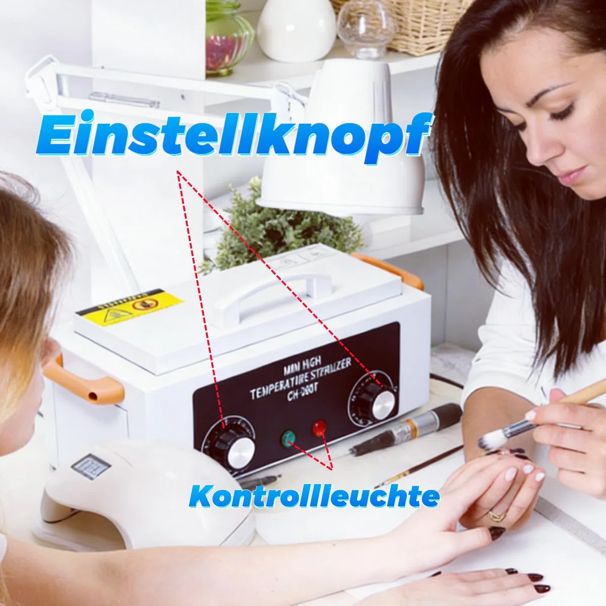 Sterilisator für Instrumente, 300W 220℃, Desinfektion, Trock Hitze | Autoclave Sterilizer mit Trocknerfunktion & Timer für Nagelwerkzeuge, Instrumentendesinfektion für Friseursalon, Zahnarzt