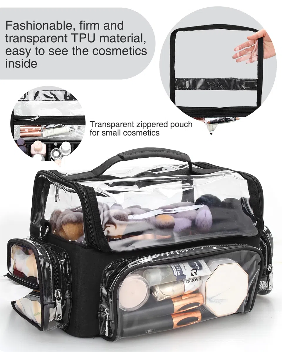 Relavel Makeup Pinseltasche – Professioneller, Extra Großer Pinselhalter für Makeup-Künstler, Reisekoffer mit Verstellbarem Riemen und Trennwänden