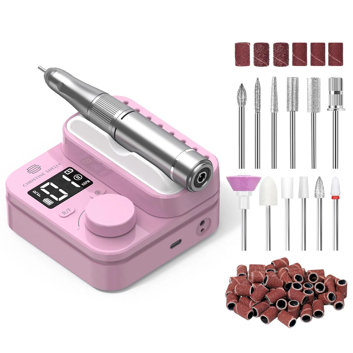 Elektrische Nagelfeile 35000RPM Super Leise Wiederaufladbare Nagelbohrer | CHRISTINE SHELLY Tragbare Nägel Politur Set Maniküre Pediküre Maschine Professionelle