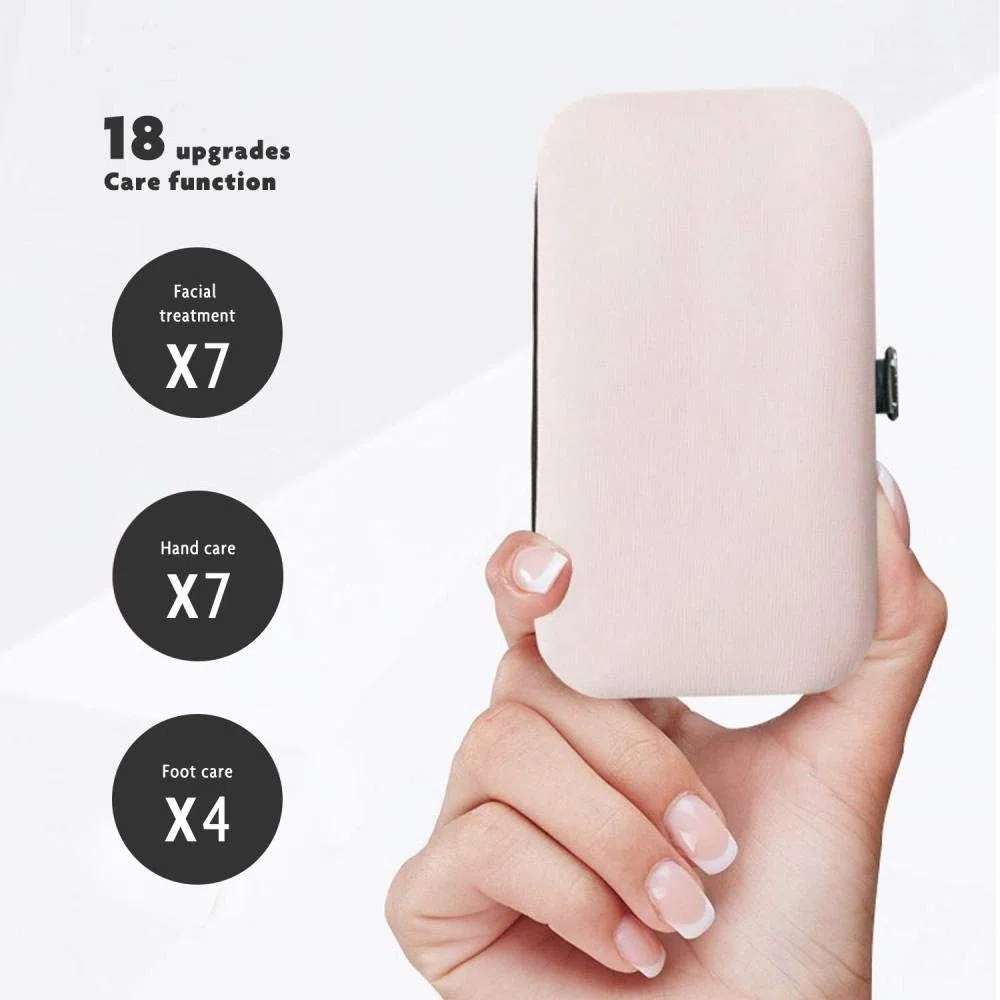 Professionelles Nagelknipser-Set, 7-18-teilig, scharfer Nagelschneider aus Edelstahl, Pediküre- und Maniküre-Set mit Cortex-Metallgehäuse für Männer und Frauen, Silber, 10-teiliges Set (Rosa 10)