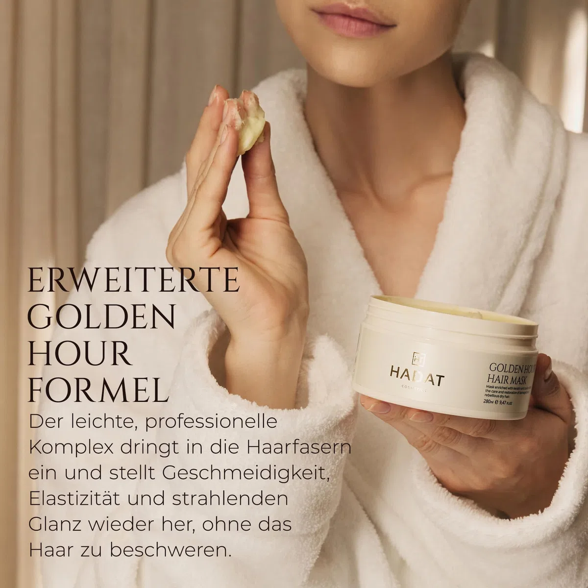 HADAT Golden Hour Express Hair Mask – Premium Professionelle Haarpflege mit Pearl Powder – Intensive Feuchtigkeit für Trockenes und Geschädigtes Haar – Geschmeidigkeit – Salonqualität – Made in Israel
