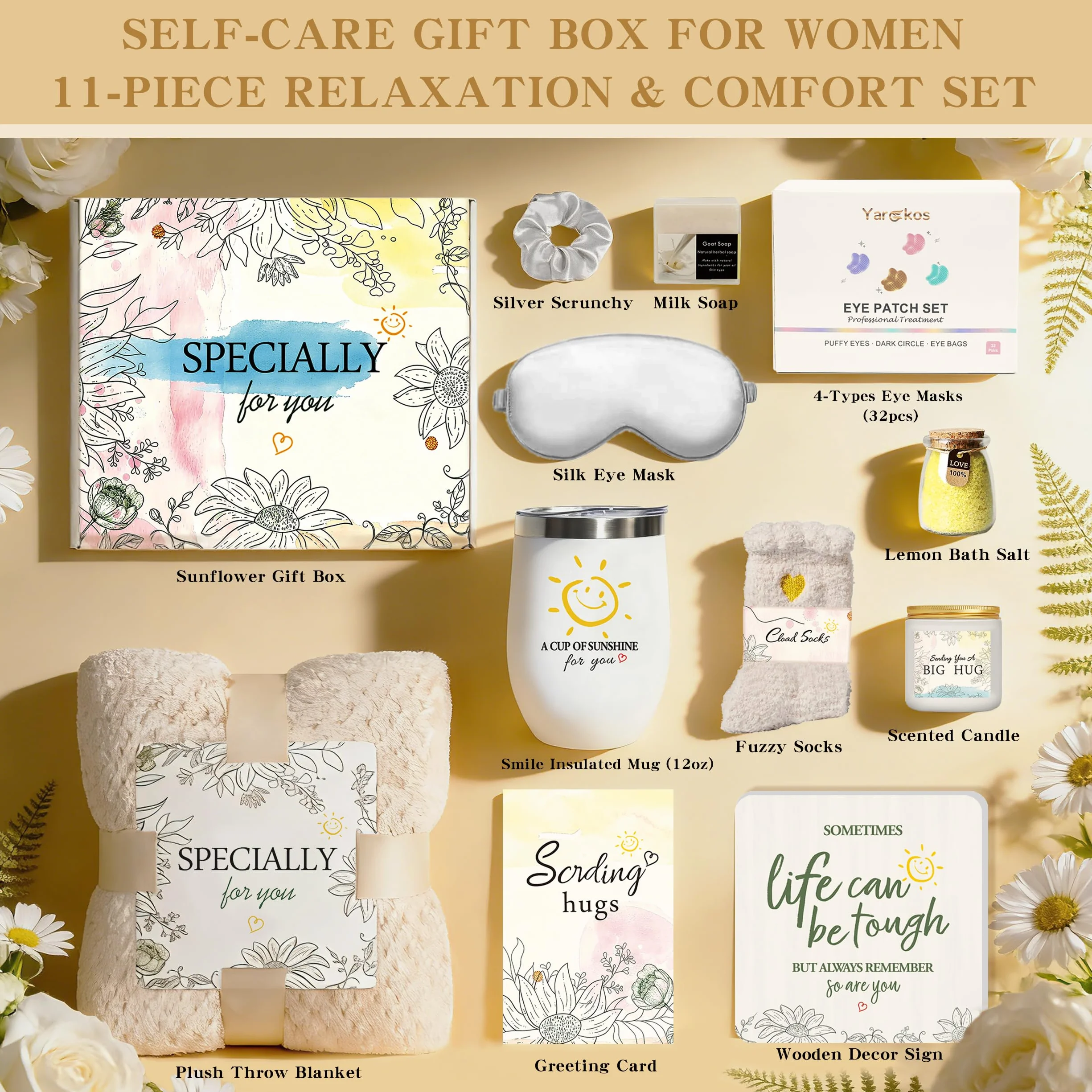 Geschenkkorb mit 11 Selbstpflege-Produkten für Frauen – Geburtstagsgeschenk für Mutter, Schwester, Freundin