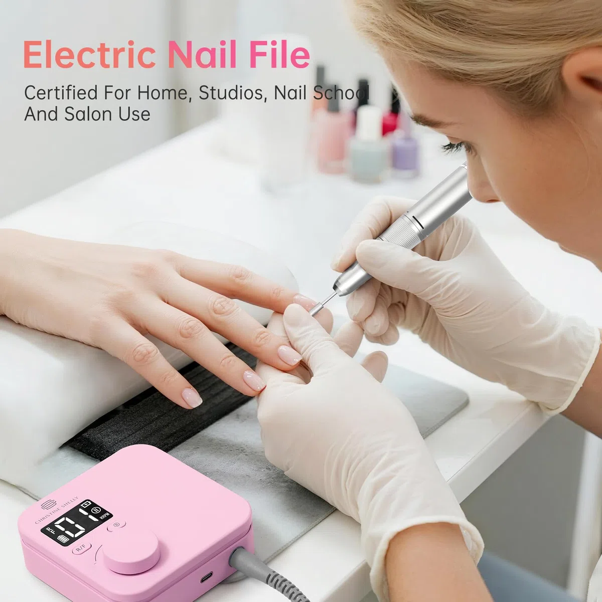 Elektrische Nagelfeile 35000RPM Super Leise Wiederaufladbare Nagelbohrer | CHRISTINE SHELLY Tragbare Nägel Politur Set Maniküre Pediküre Maschine Professionelle