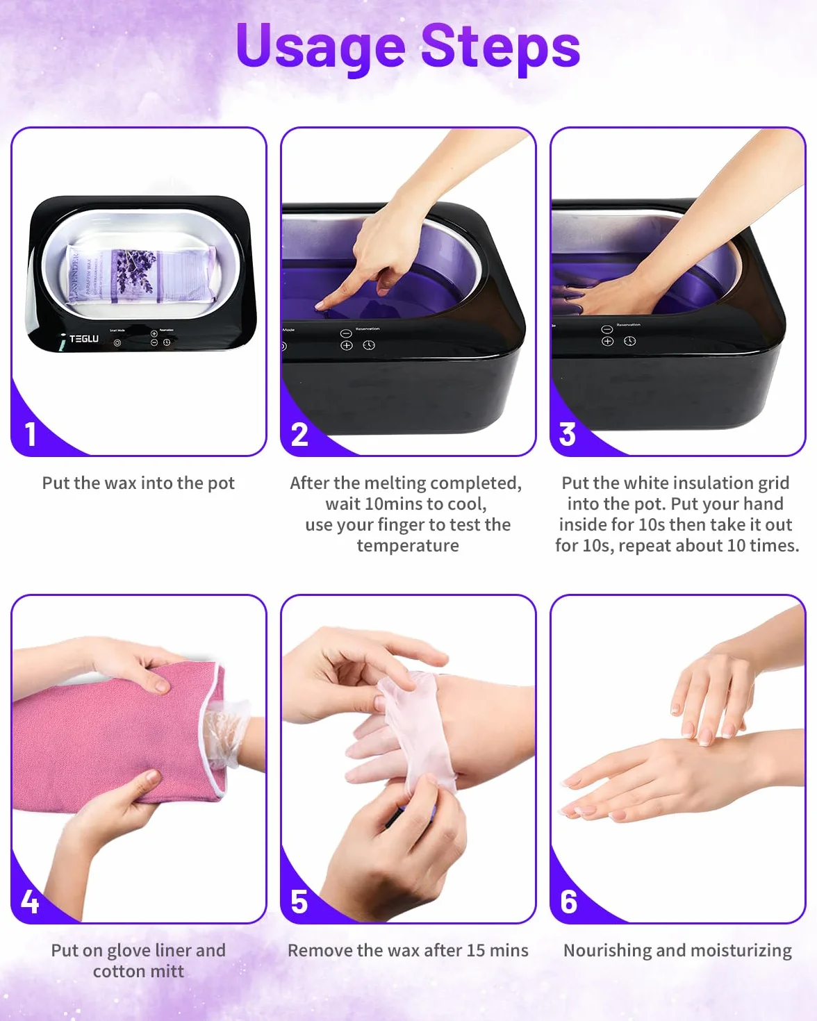 Paraffinbad für Hände und Füße 4L, Parafinwachsbad Moisturizing Kit mit 3x 450g Paraffinwachs Spa zu Hause, Paraffinbäder schwarz