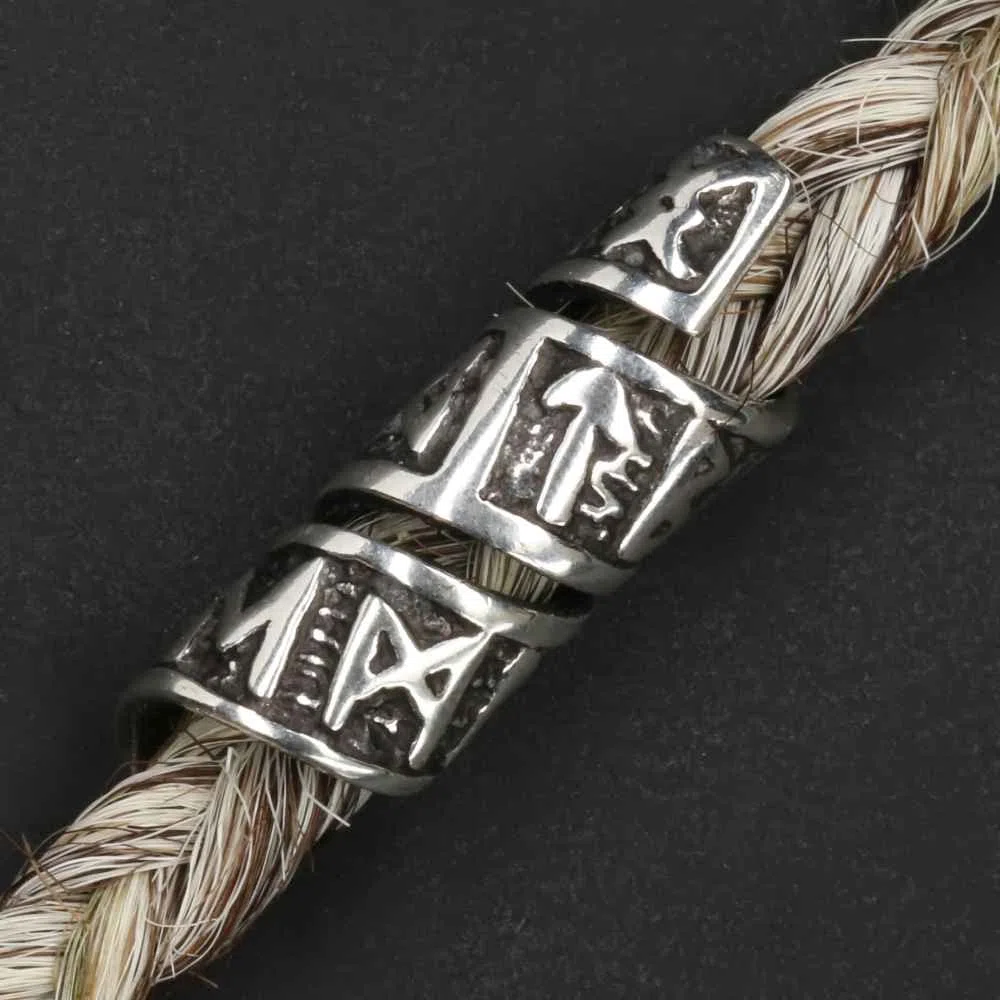Runen Bartschmuck 925 Sterling Silber Wikinger Bartperle Haarperle Damen Herren