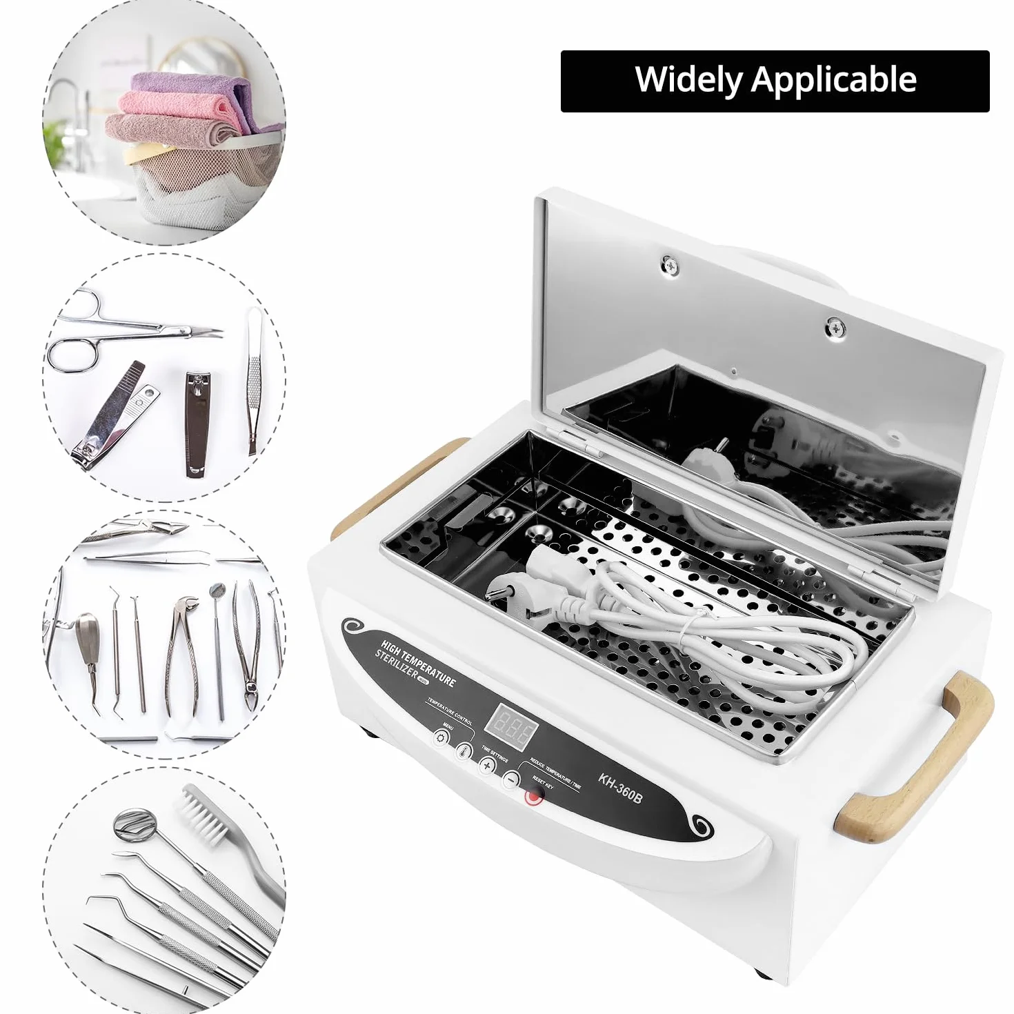 QWORK® 500W Heißluftsterilisator Desinfektion, für Nagelstudio, Friseursalon, Maximum temperature 250°