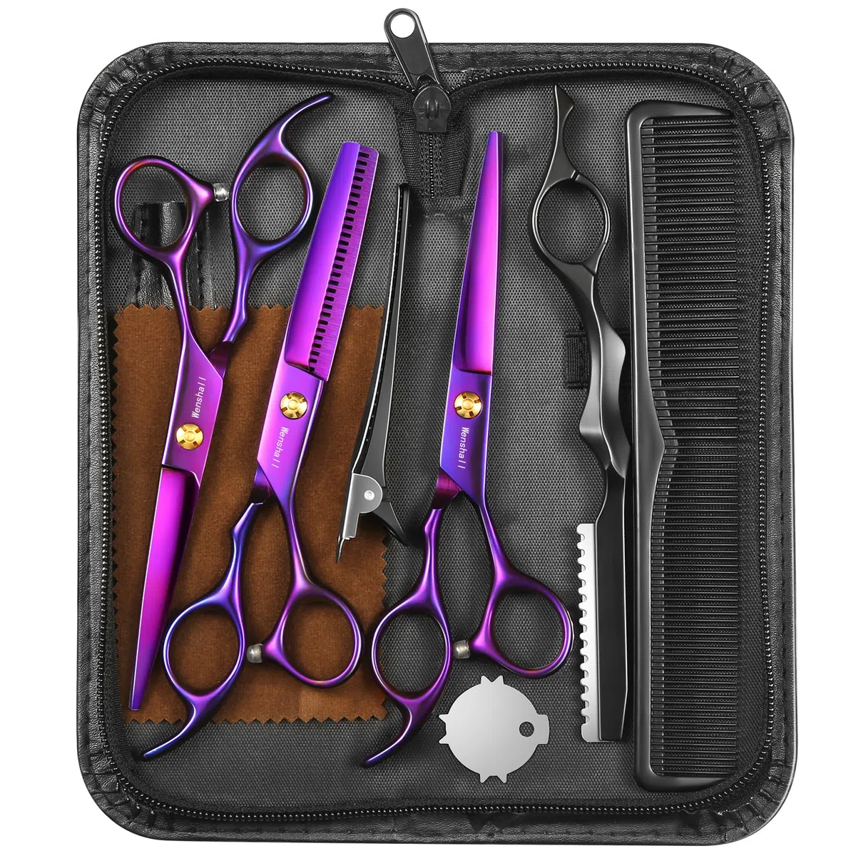Wenshall Friseurschere für Professionelle Salons Haarschneideschere - Prämie Schere Haare Schneiden mit Extra Scharfen und Präzisen Schnitten Haarschere für Männer, Frauen und Erwachsene（6,5", Lila）
