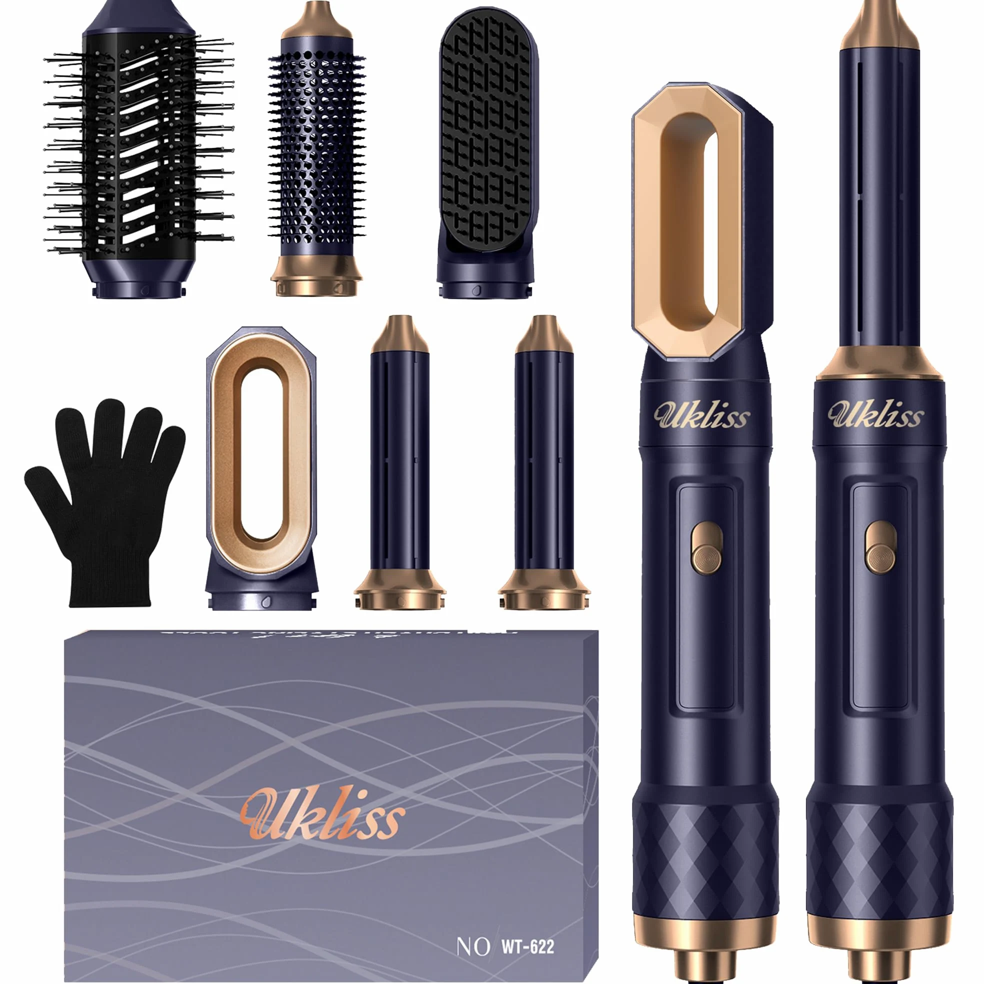 UKLISS Hair Styler 6 in 1, Haartrockner & Haarstyler Set mit Automatisch Wrap Lockenbürste, Thermal brush, Rundbürstenföhn, Warmluftbürste, Hair Dryer, Gesckenke für Frauen Haar Styling