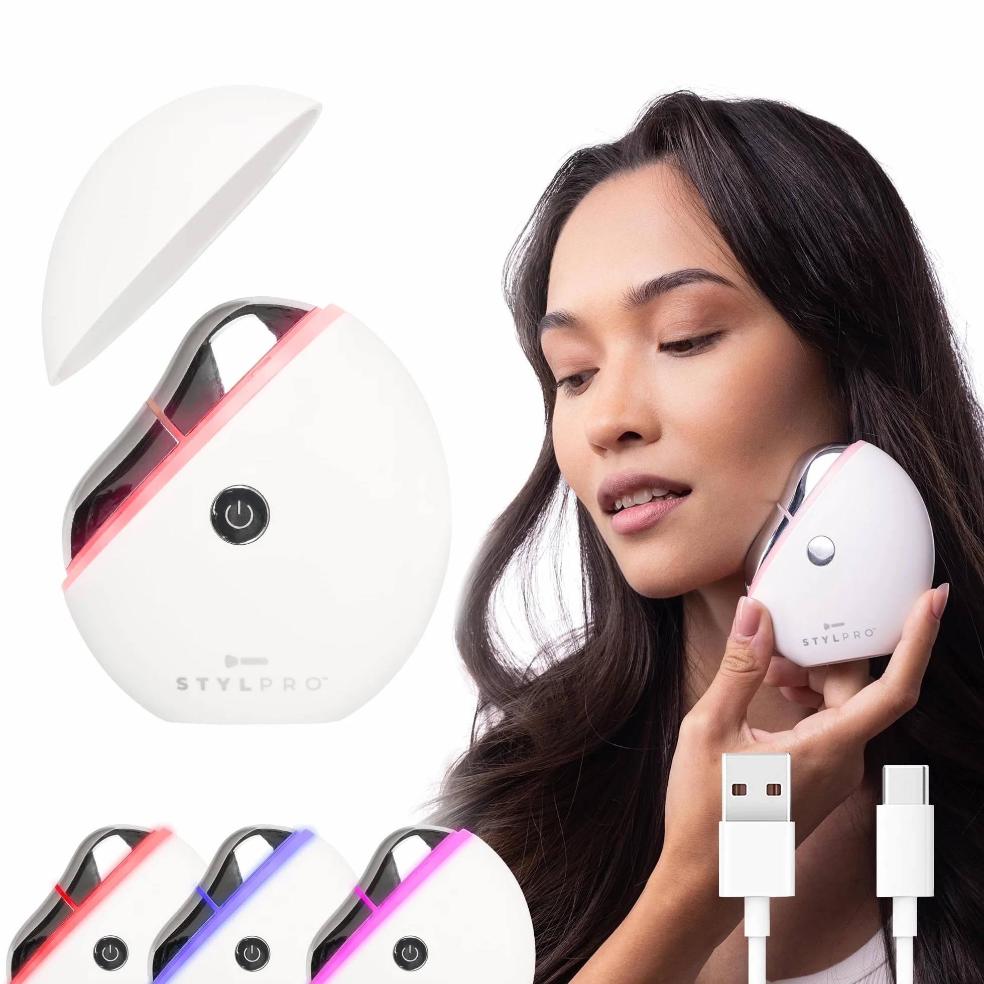 STYLPRO 6 in 1 Beheiztes LED-elektrisches Gua Sha - Gesichtsformung & Lifting Tool mit Rotlichttherapie & beruhigender Wärme - Vibration für Lymphdrainage & strahlende Haut