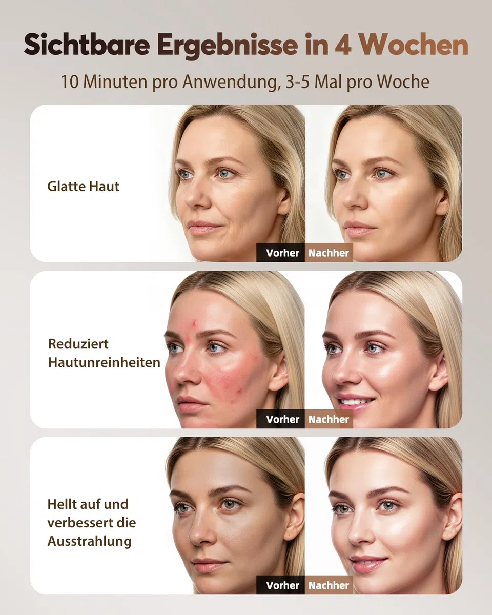 LED Maske Gesicht, Kabellos Lichttherapie Gesichtsmaske 4 Modi | Anti-Aging, Hautklärung, Entzündungshemmend, Beruhigend, rote/blau LED, Aufladbar Rotlichtlampe Gesicht, Schönheitsgeschenke