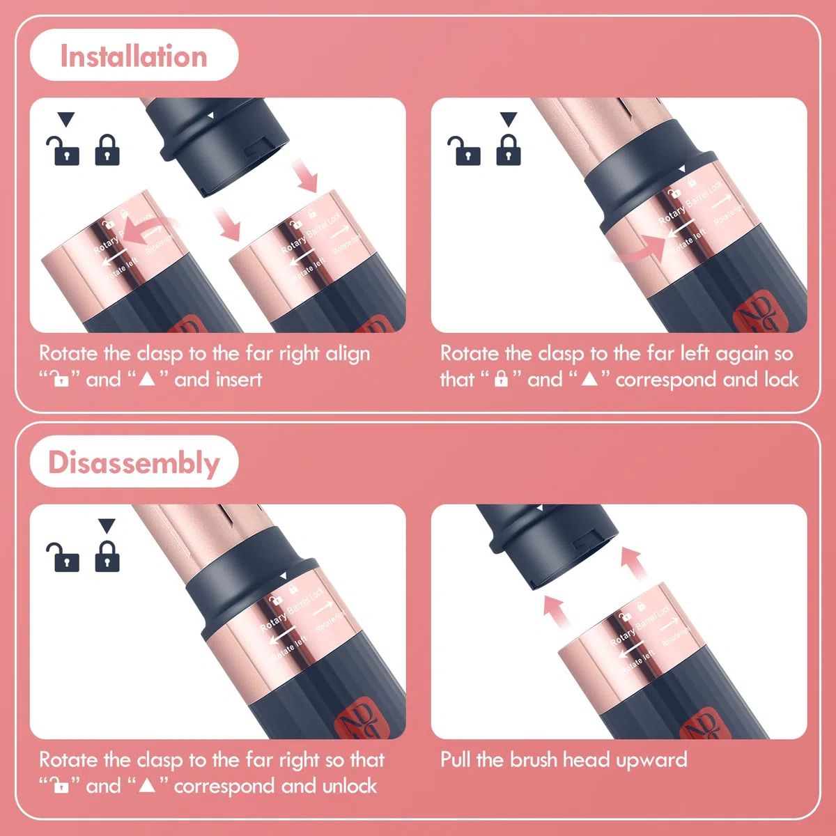 NDLT Hairstyler 5 in 1 Haartrockner Föhnbürste Glättbürste Lockenstab Rundbürste