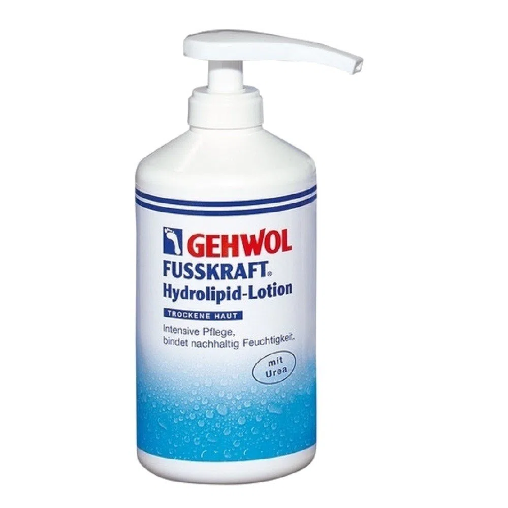 GEHWOL Fusskraft Hydrolipid Lotion, Fusscreme, mit Urea, trockene Füsse, 500 ml mit Spender