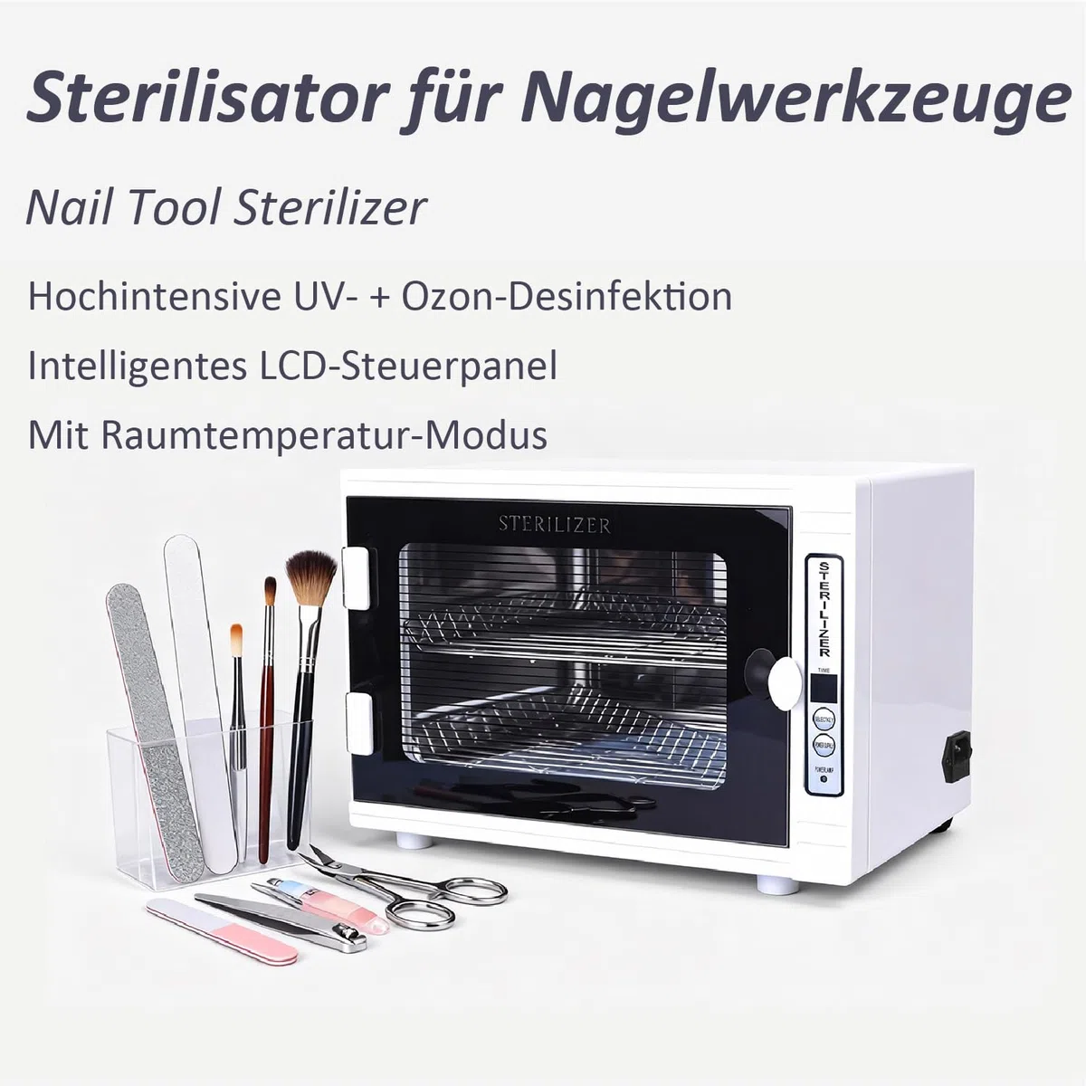 Kurflo UV Sterilisator, 12L mit hoher Kapazität Nagelwerkzeuge, UV & Ozon Doppel-Desinfektion – Smart Bedienung – Für Haushalt, Babyflaschen, Handtücher, Kosmetikstudio, Nagelsalon, Friseurbedarf