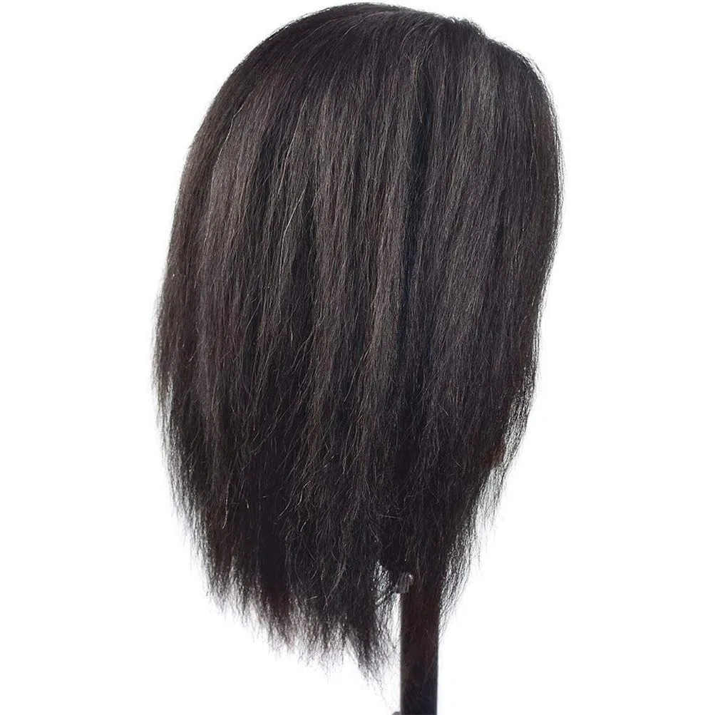 Afro-Mannequin-Kopf aus 100% Echthaar, Friseur-Trainingskopf mit Tischklemme