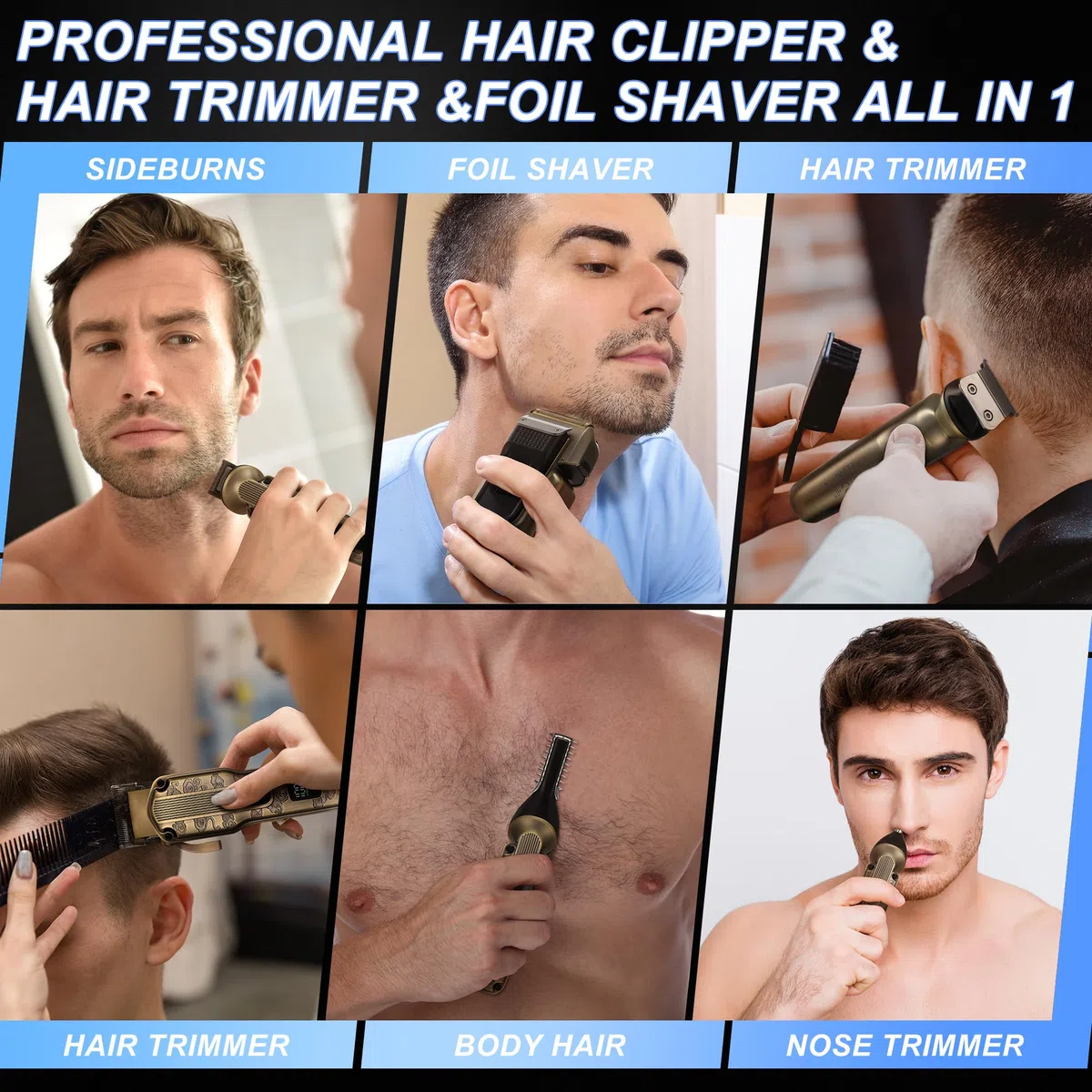Scttomon Haarschneidemaschine Set Bart und Haarschneider Herren Elektrorasierer Barber Folienrasierer Männer Bartschneider Rasierapparat Bart Trimmer Grooming Kit Nase Körper Trimmer