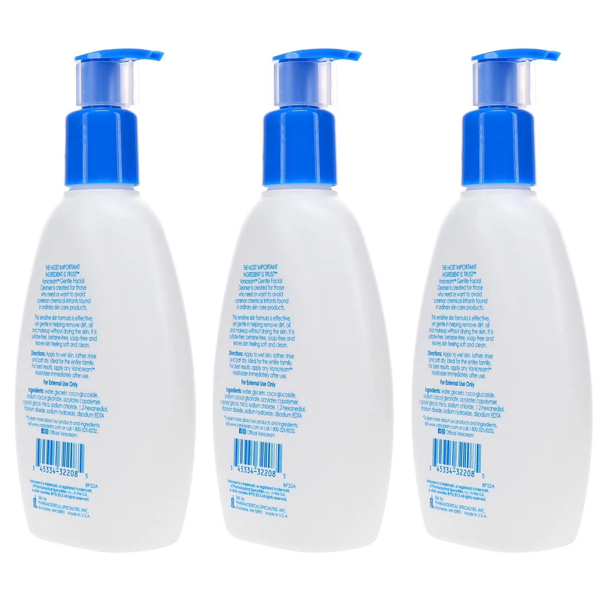 VANICREAM Sanfte Gesichtsreinigung für empfindliche Haut, 237 ml, 3 Stück