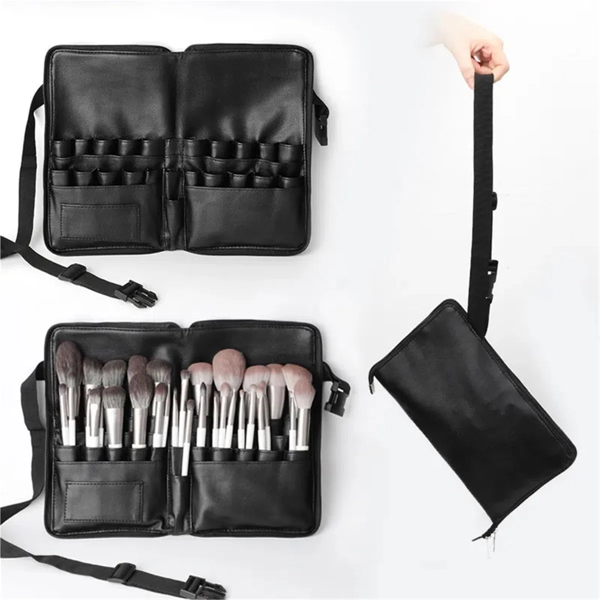 Make-up Gürteltasche 1PC PU Make-Up Pinsel Tasche Mit Zipper Gürtel Multi-Funktion Kosmetik for Professionelle Künstler Große Kapazität Lagerung