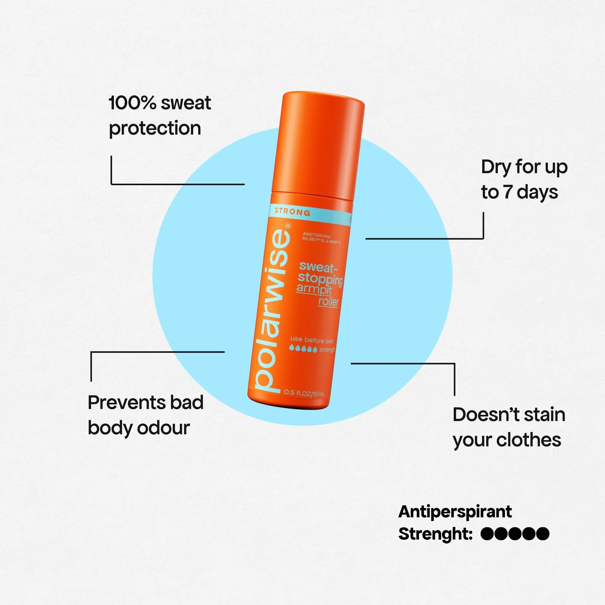Polarwise Strong Roller Bundle – Antitranspirant Roller gegen starkes Schwitzen – effektiver Schutz vor Achselschweiß - Mehr als ein Deodorant – 30 ml