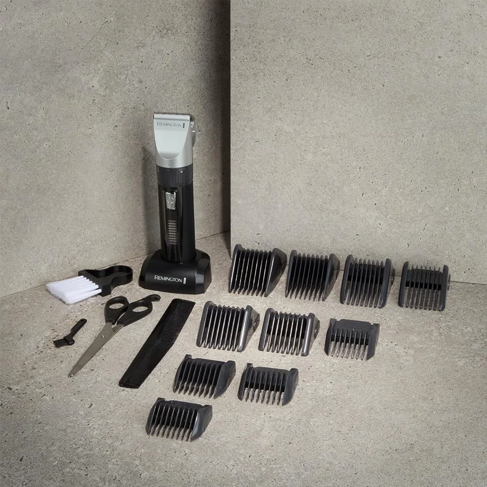 Remington Haarschneidemaschine Profi HC5811 Set selbstschärfende Keramik Klingen 0,8-40mm Präzisionseinstellung Netz-/Akkubetrieb Lithium Alukoffer