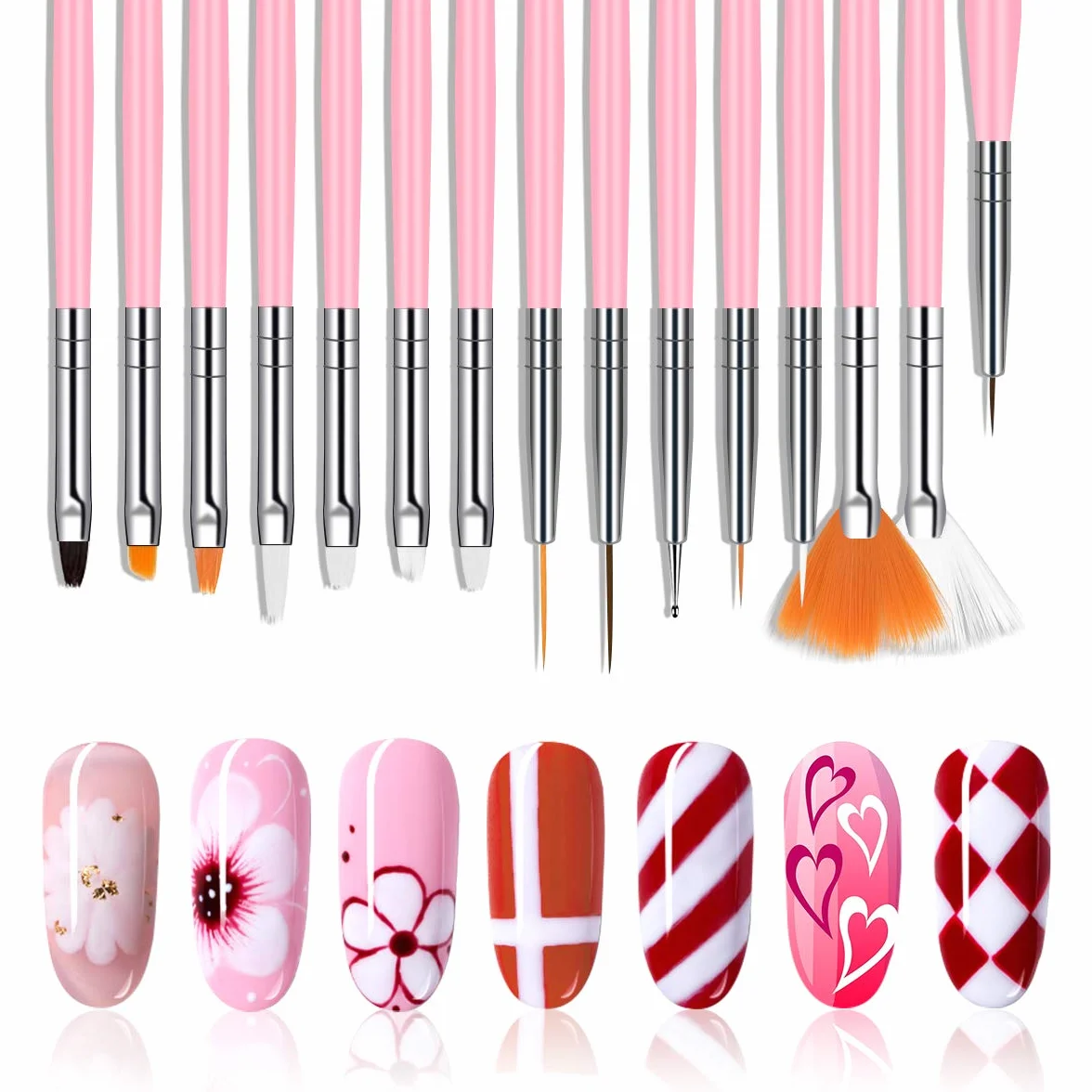 URAQT 20 Stück Nagel Pinsel Set, Nageldesign-Stifte Brush, Acryl Nagel Kunst Pinsel, Nagelbürste Professionell Malerei Pen für gelnägel UV-Gel Nageldesign Nail Art