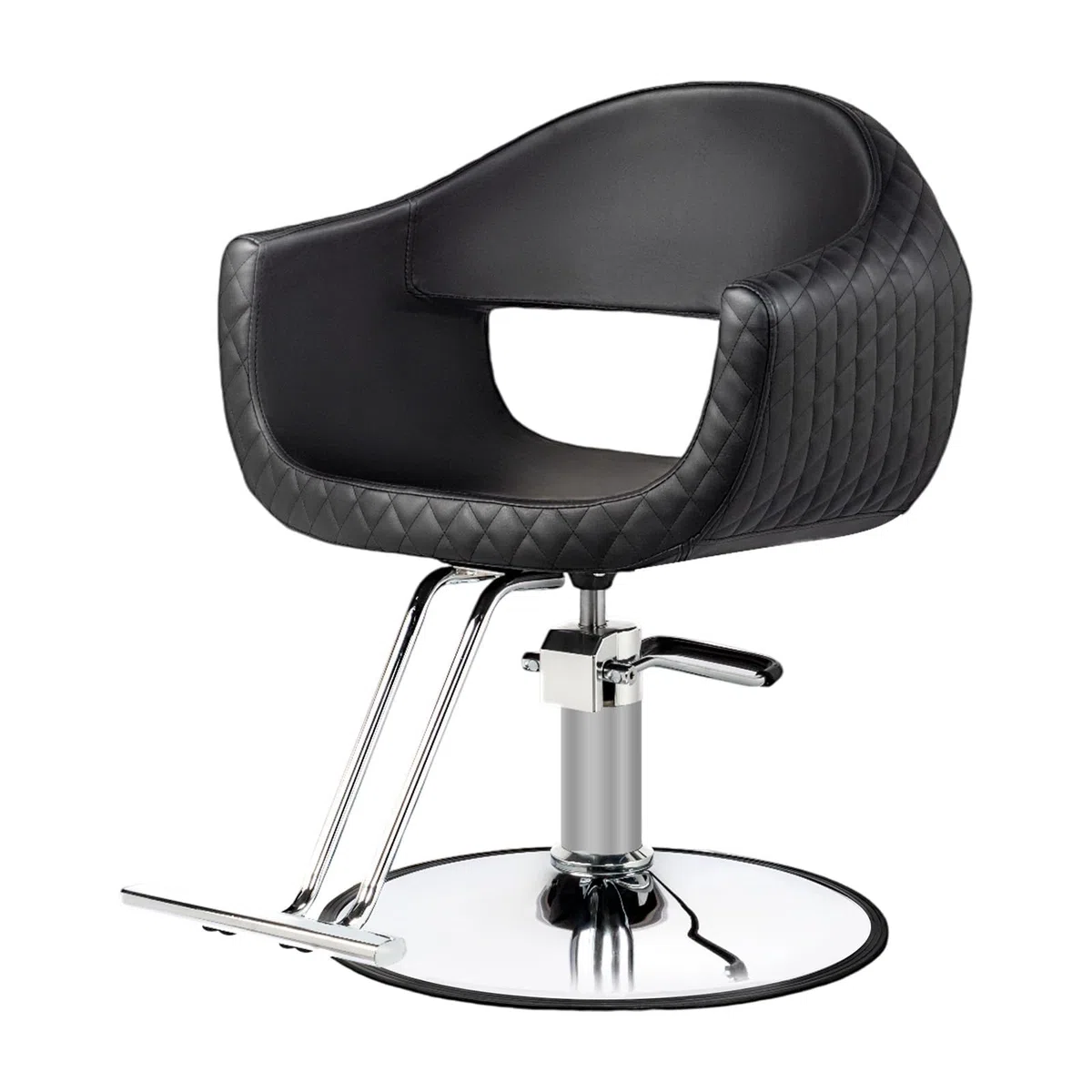 LEADZM Professioneller Friseurstuhl 360° Drehung hydraulische Pumpe Höhenverstellbar 150 kg Barberstuhl Schwarz Silber