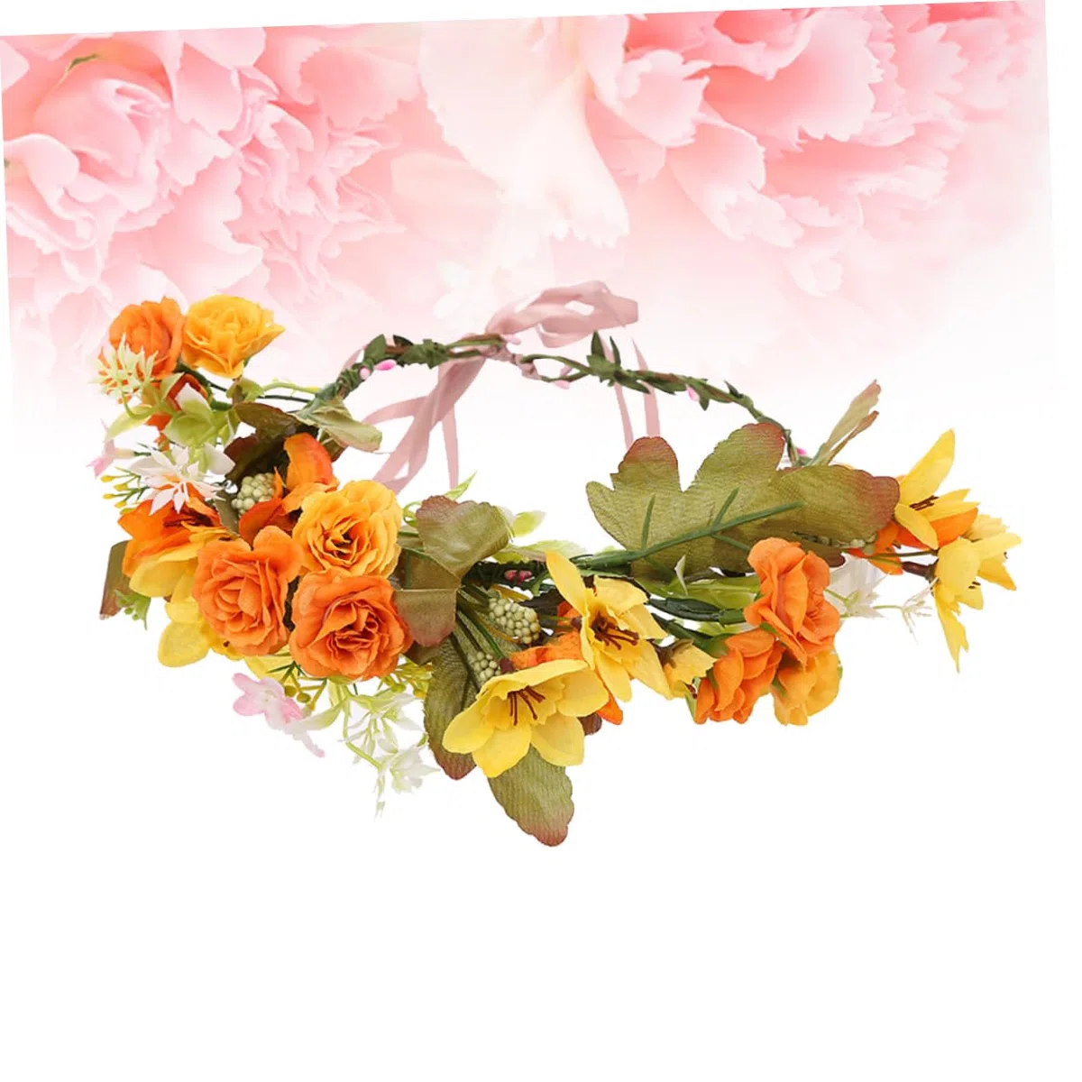 FRCOLOR 3stücke Brautkranz Haarreifen Aus Kunstblumen Orangefarbener Hochzeits Haarschmuck Für Damen Für Partys Bühnenaufführungen Festliche Anlässe Attraktives Accessoire Für