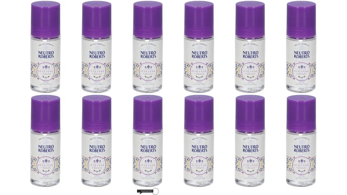 12x Neutro Roberts Deodorante Roll-On Firenze, mit Iris- und Ambra-Grigia-Öl, 50ml,+ Italy Shop Service Kostenloser Schlüsselanhänger