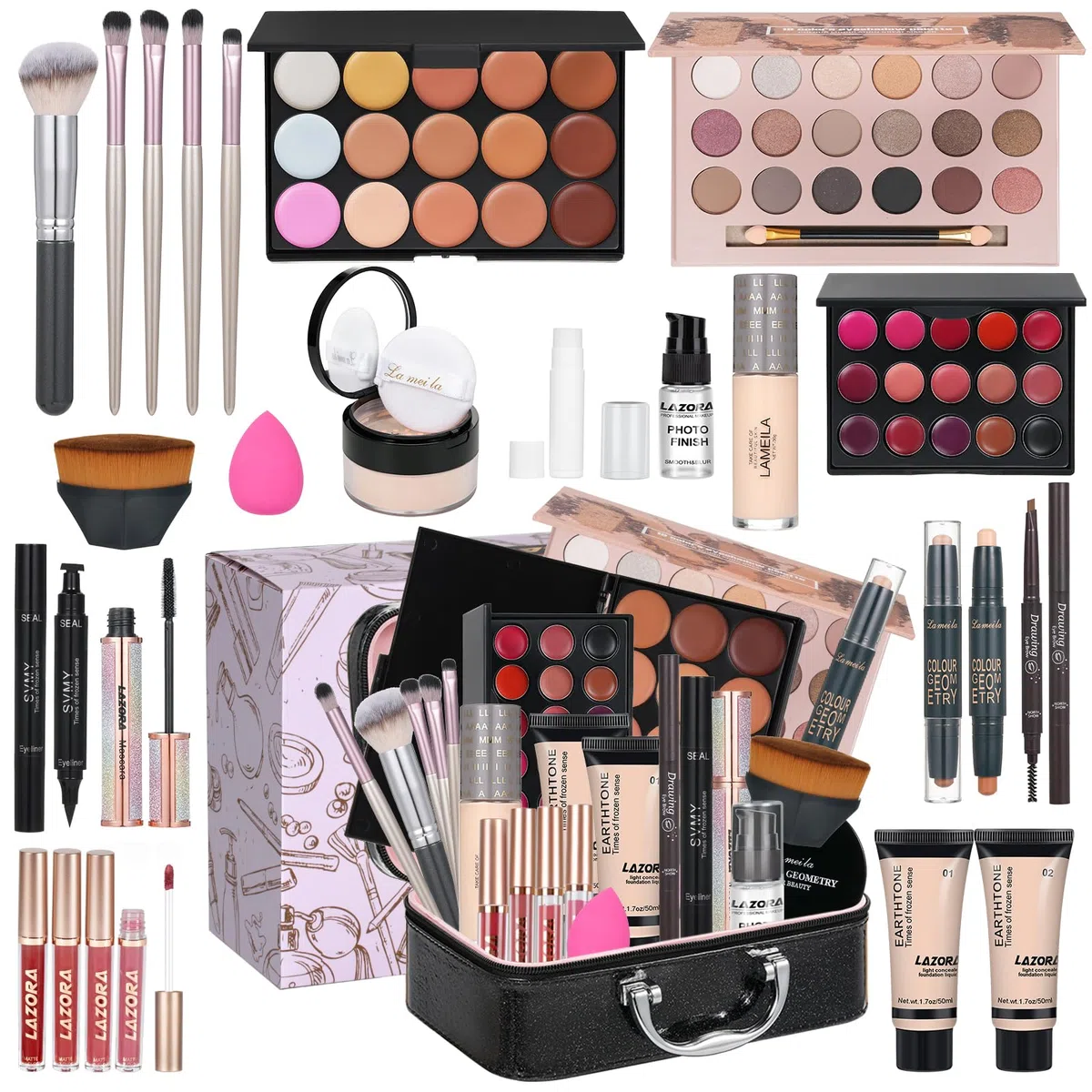 Make-up-Set für Frauen, komplettes Set, Urlaubs-Geschenk-Box, unverzichtbares Starter-Bundle, enthält komplettes Make-up-Set