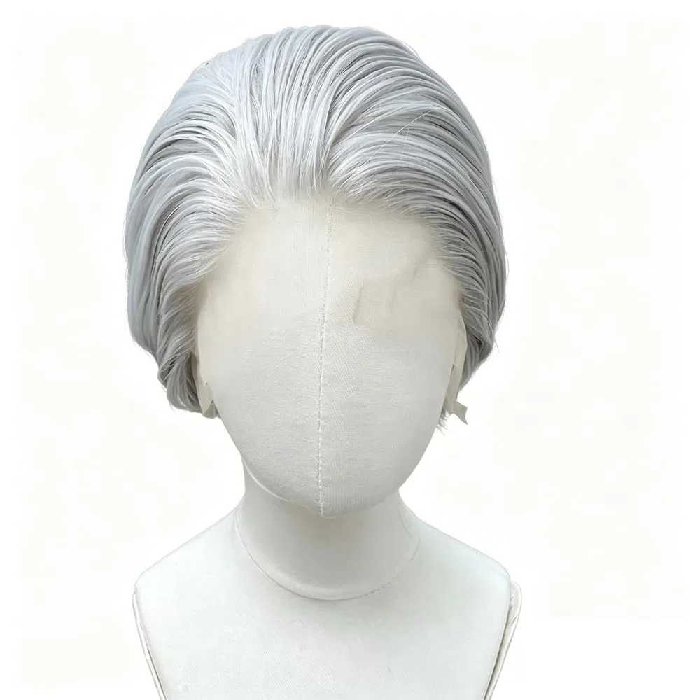 Haarpflege Splittergraue Kurze Bob-Schnitt-Lace-Front-Perücken Für Frauen Cosplay-Perücken Für Männer Hellgraue Klebefreie 13x4-Lace-Front-Perücken