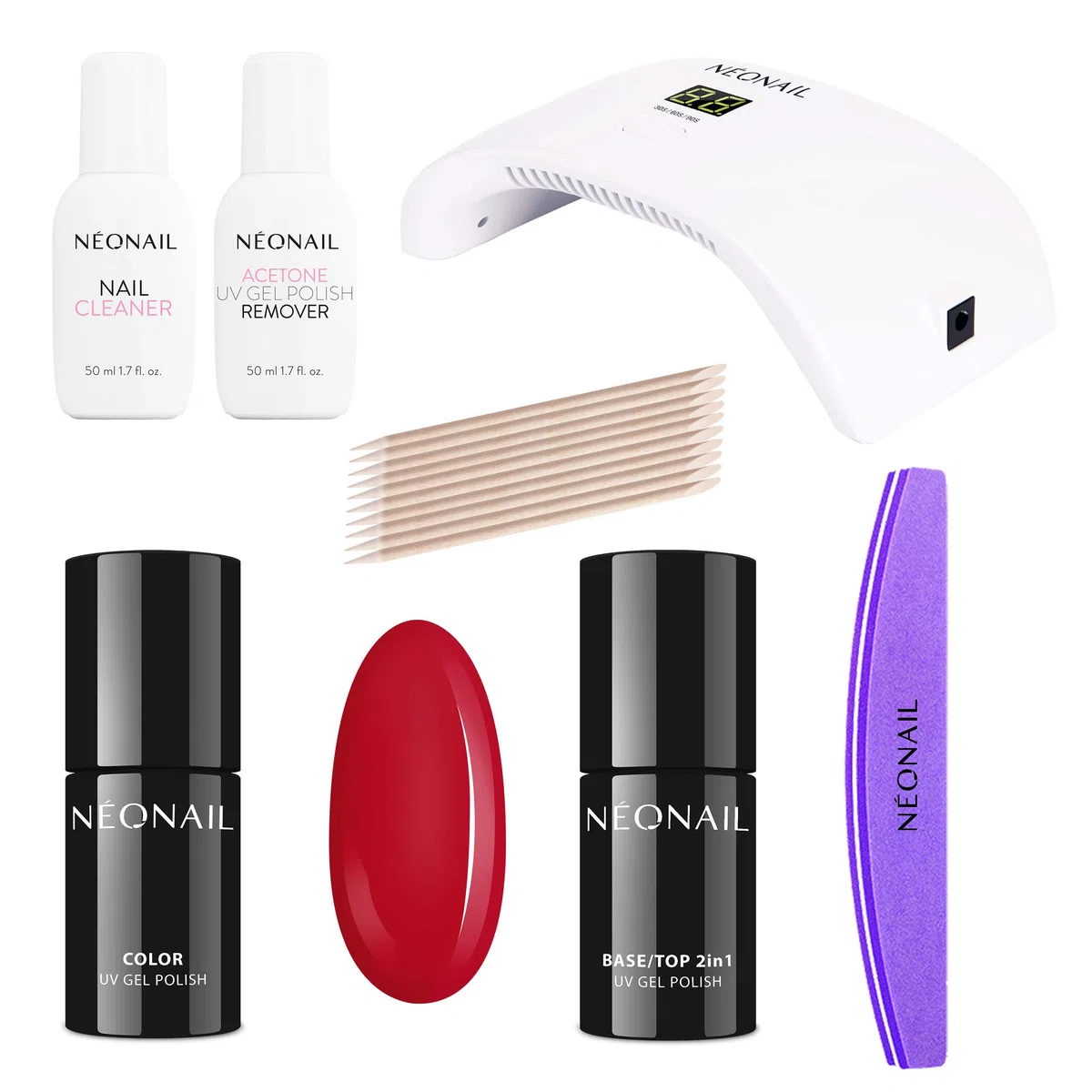 NÉONAIL Starter Set FIRST CHOICE - LED UV Lampe - UV Nagellack - Maniküre Set - Top - Starterset mit Lampe - Sets - Nagellack Set - Farben - Base - Manicure - Nagelset
