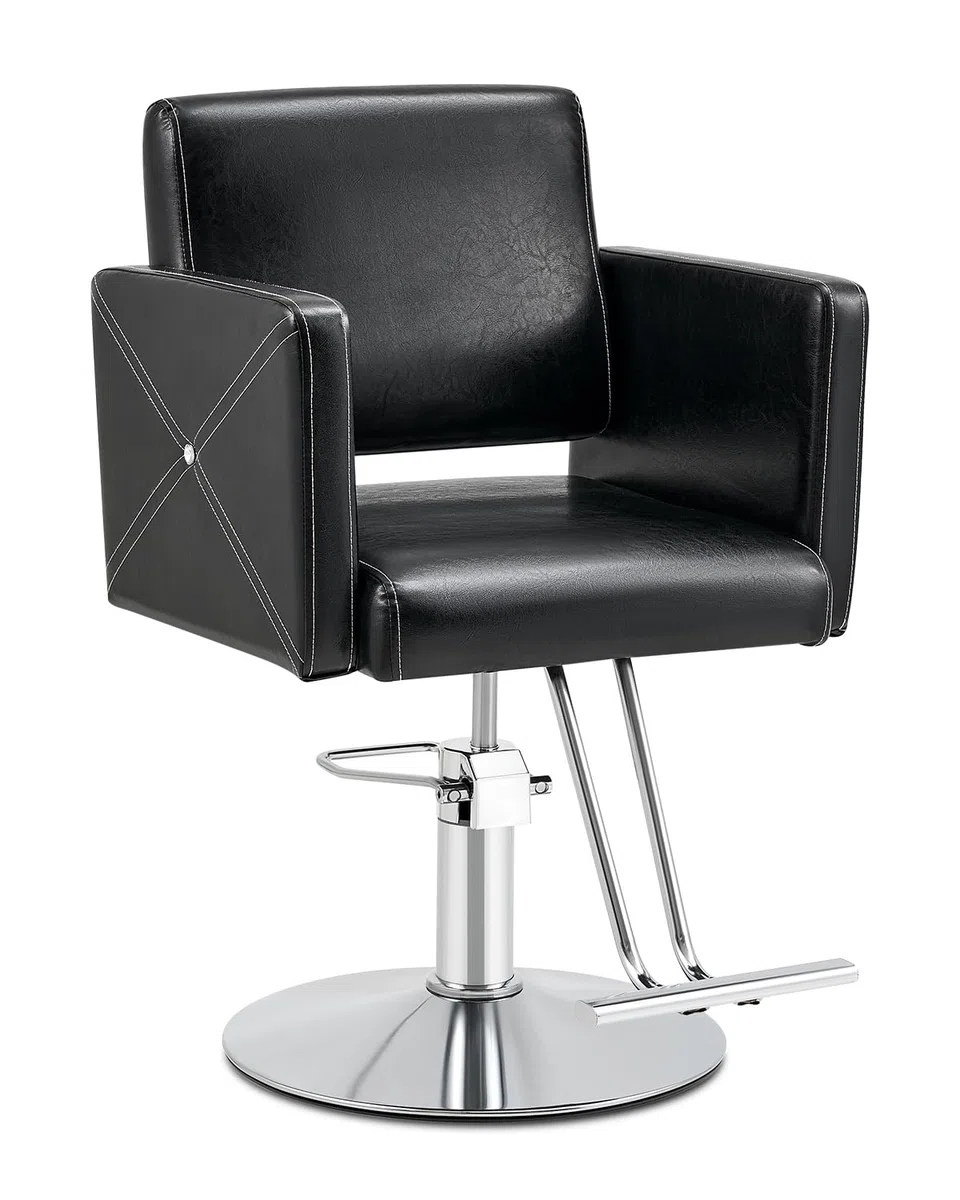 CO-Z Friseurstuhl 360° Drehbar 15cm Höhenverstellbar, Hydraulischer Barberstuhl mit Stahlsockel, 150 kg Tragkraft