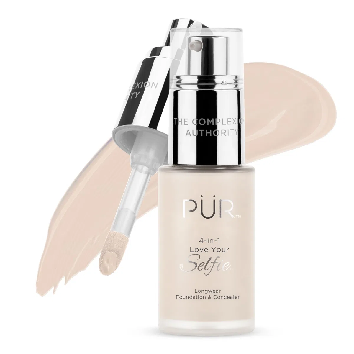 PUR Cosmetics 4-in-1 Love Your Selfie Longwear Foundation and Concealer - Unique, Dual-Applicator Component - Covers Blemishes and Imperfection - Reduce Fine Lines and Wrinkles - LN2-1 oz Makeup